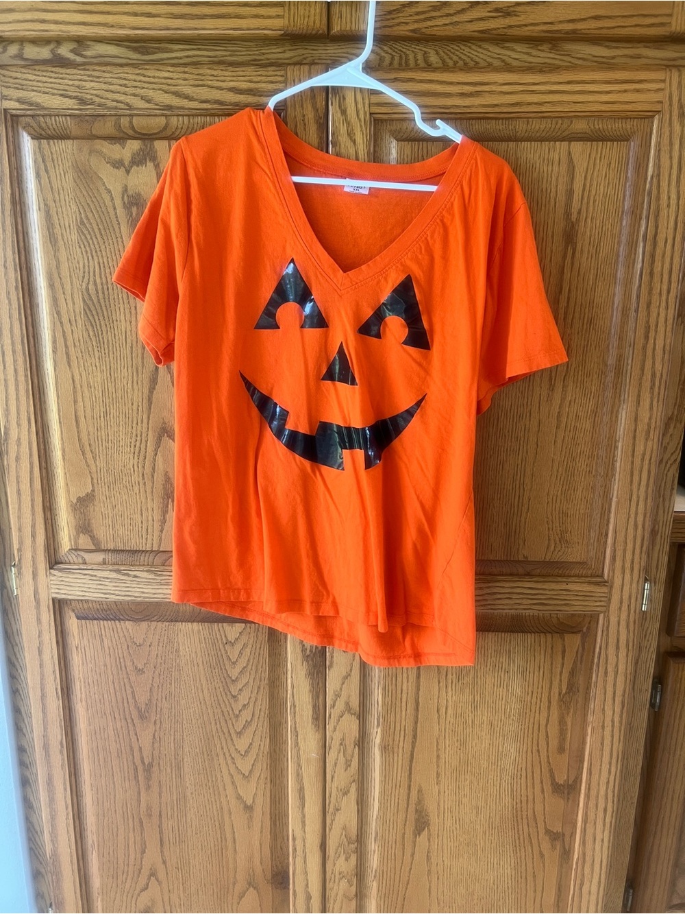 Women's Orange Pumpkin Face Tee - Unbranded